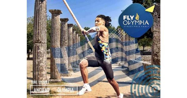 Fly Olympia: &Omicron; &Epsilon;&mu;&mu;&alpha;&nu;&omicron;&upsilon;ή&lambda; &Kappa;&alpha;&rho;&alpha;&lambda;ή&sigmaf; &delta;&iota;&omicron;&rho;&gamma;&alpha;&nu;ώ&nu;&epsilon;&iota; &sigma;&tau;&eta;&nu; &Alpha;&rho;&chi;&alpha;ί&alpha; &Omicron;&lambda;&upsilon;&mu;&pi;ί&alpha; Street Pole Vault