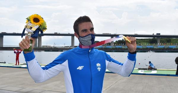 O &Sigma;&tau;έ&phi;&alpha;&nu;&omicron;&sigmaf; &Nu;&tau;&omicron;ύ&sigma;&kappa;&omicron;&sigmaf; &sigma;&tau;&omicron; 1&omicron; "Olympic Day Run" Ancient Olympia